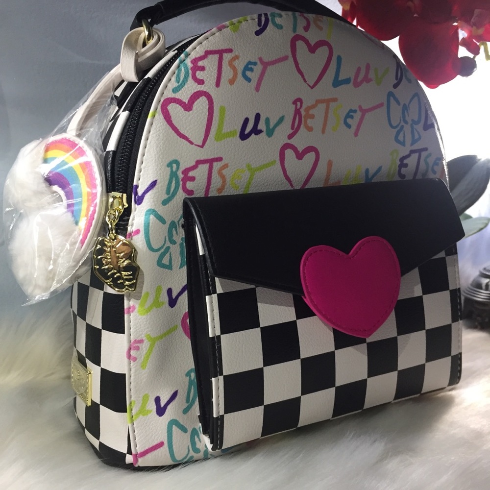 Betsey Johnson Small Rainbow Checkered Backpack 🌈 - Picture 7 of 8